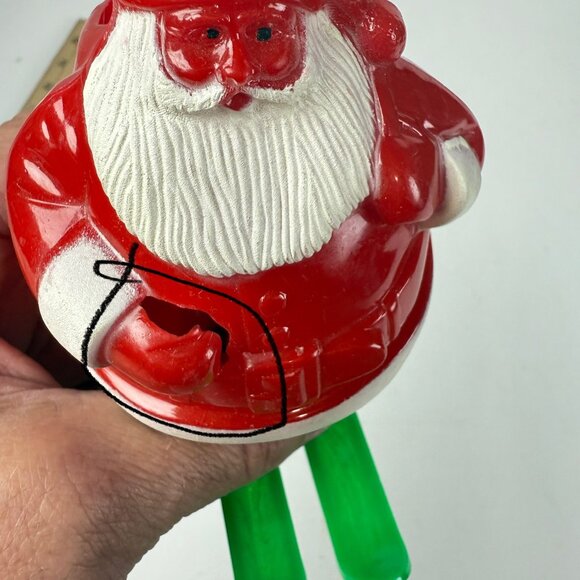 Vintage Rosbro Plastic Snowman Santa Planter Duo Skier Christmas Display Decor - Picture 10 of 14